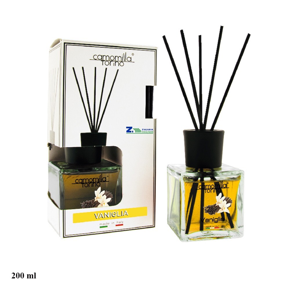 PROFUMO DIFFUSORE PER AMBIENTE 200 ML CUBO CON BASTONCINI FRAGRANZA VANIGLIA