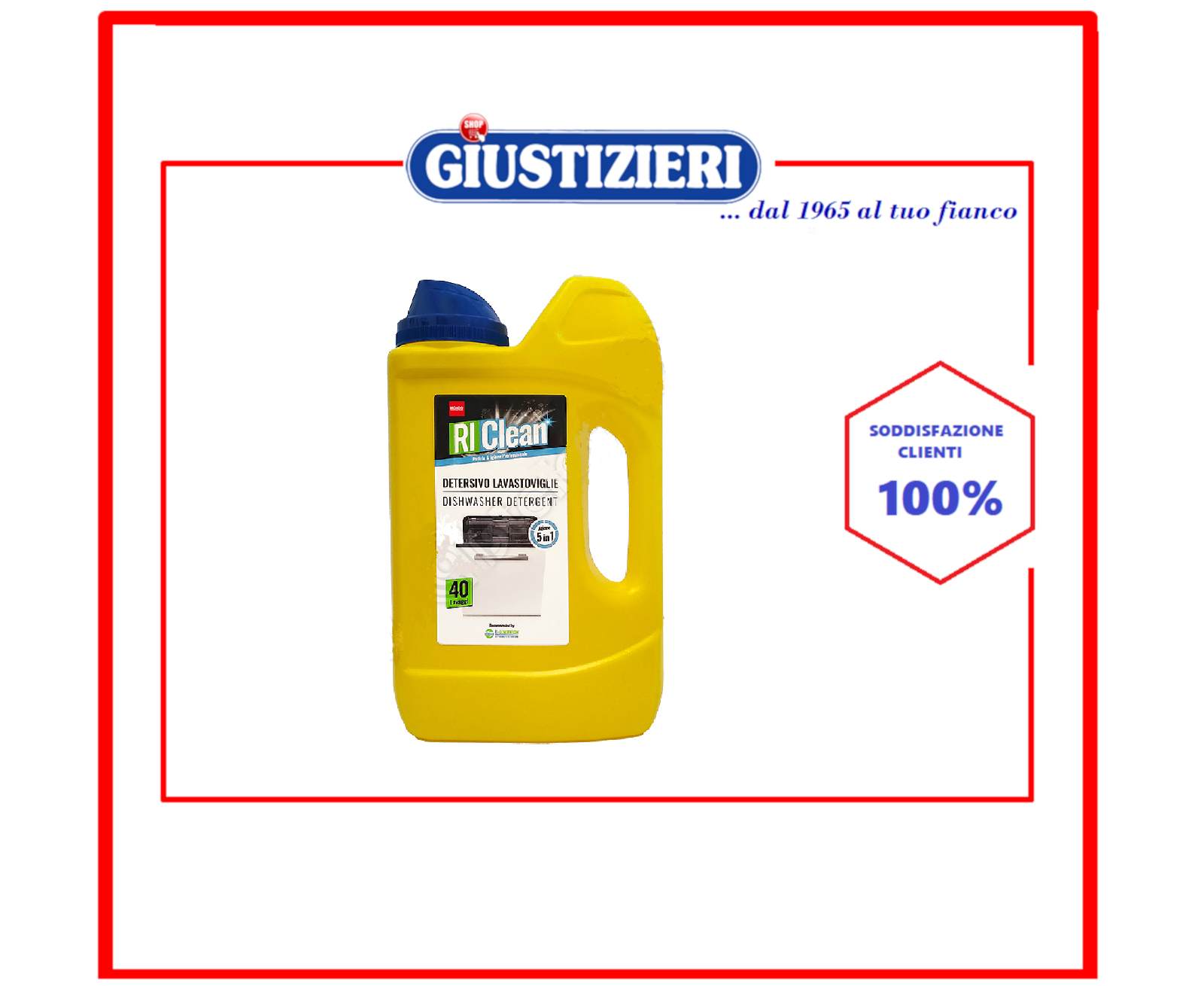 55401360 DETERSIVO ORIGINALE LAVASTOVIGLIE RICLEAN 5 IN 1 40 LAVAGGI 1KG