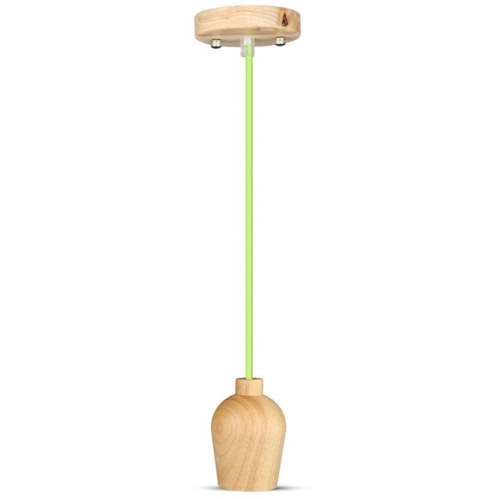 1 pz Wooden Pendant Light Green Wire