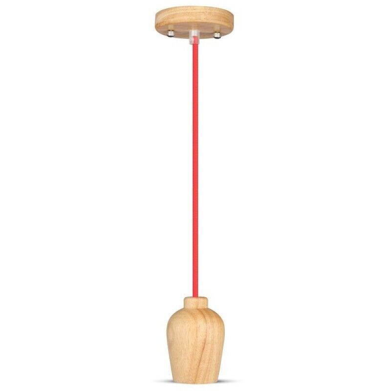 1 pz Wooden Pendant Light Red Wire