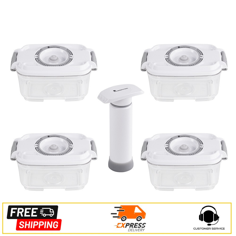 MASTERPRO Set 4 contenitori sottovuoto 500ml + estrattore sottovuoto manuale