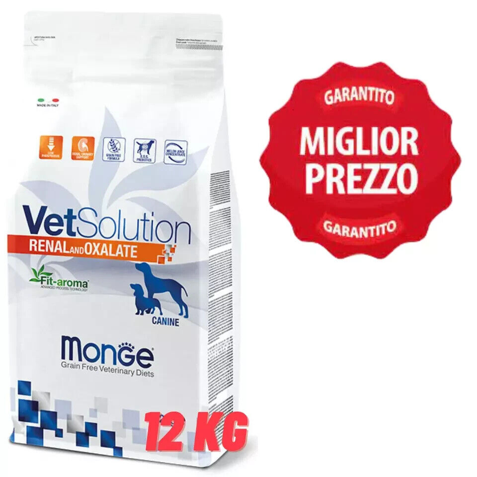 MONGE VETSOLUTION RENAL AND OXALATE Crocchette Cane Sacco da 12kg - 12 kg