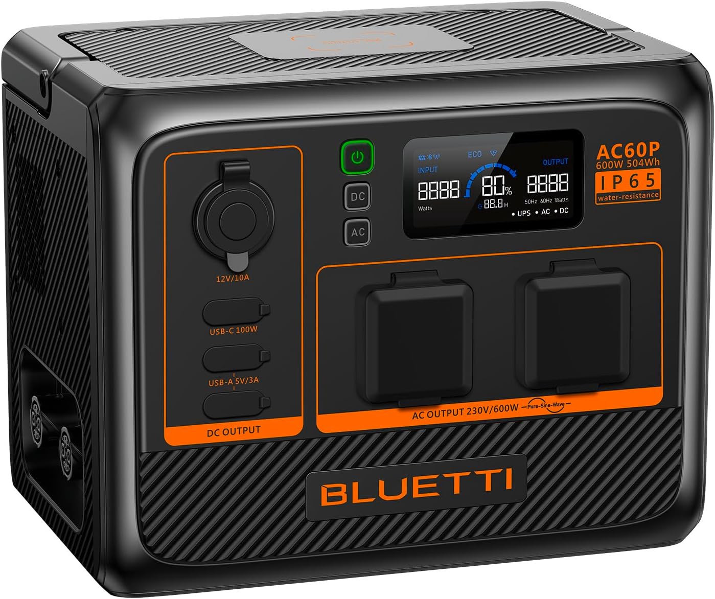 BLUETTI Power Station portatile AC60P, capacità 600 Wh, 1000 W (picco 1200 W)