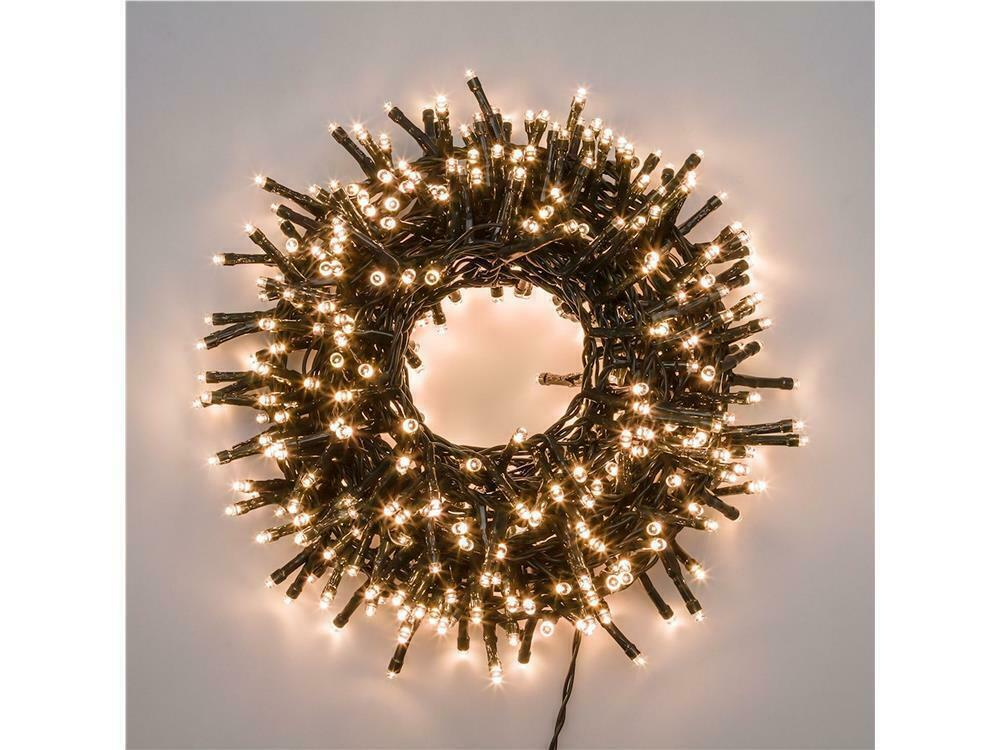 Catena luminosa 300 led bianco CALDO Interno/Esterno 15mt LUCI ALBERO NATALE