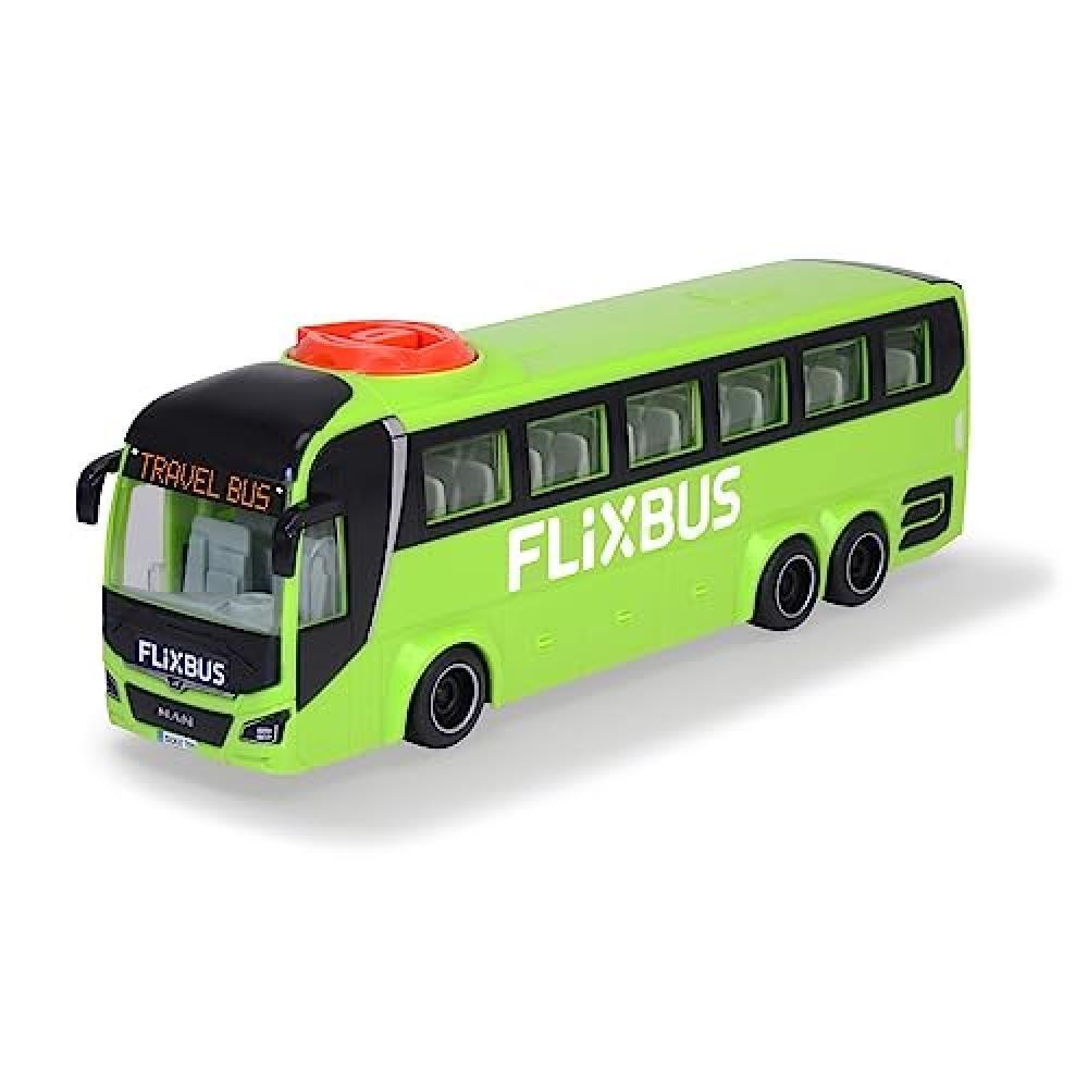 Dickie Toys - Bus Giocattolo Man FlixBus Verde, 27 cm, Autocar con funzione di s