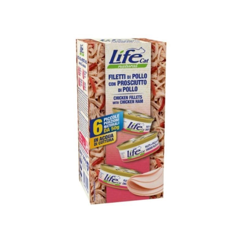 Life cat multibox pollo con prosciutto di pollo 6x50gr