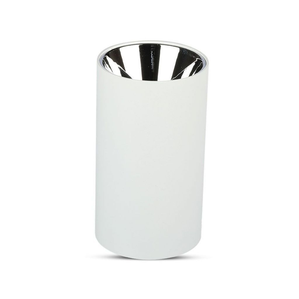 1 pz GU10 Fitting Round White + Chrome