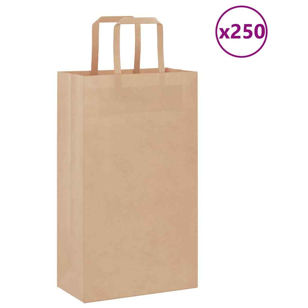 Borse Di Carta 250 Pz Con Manici Marroni 21x11x36 Cm