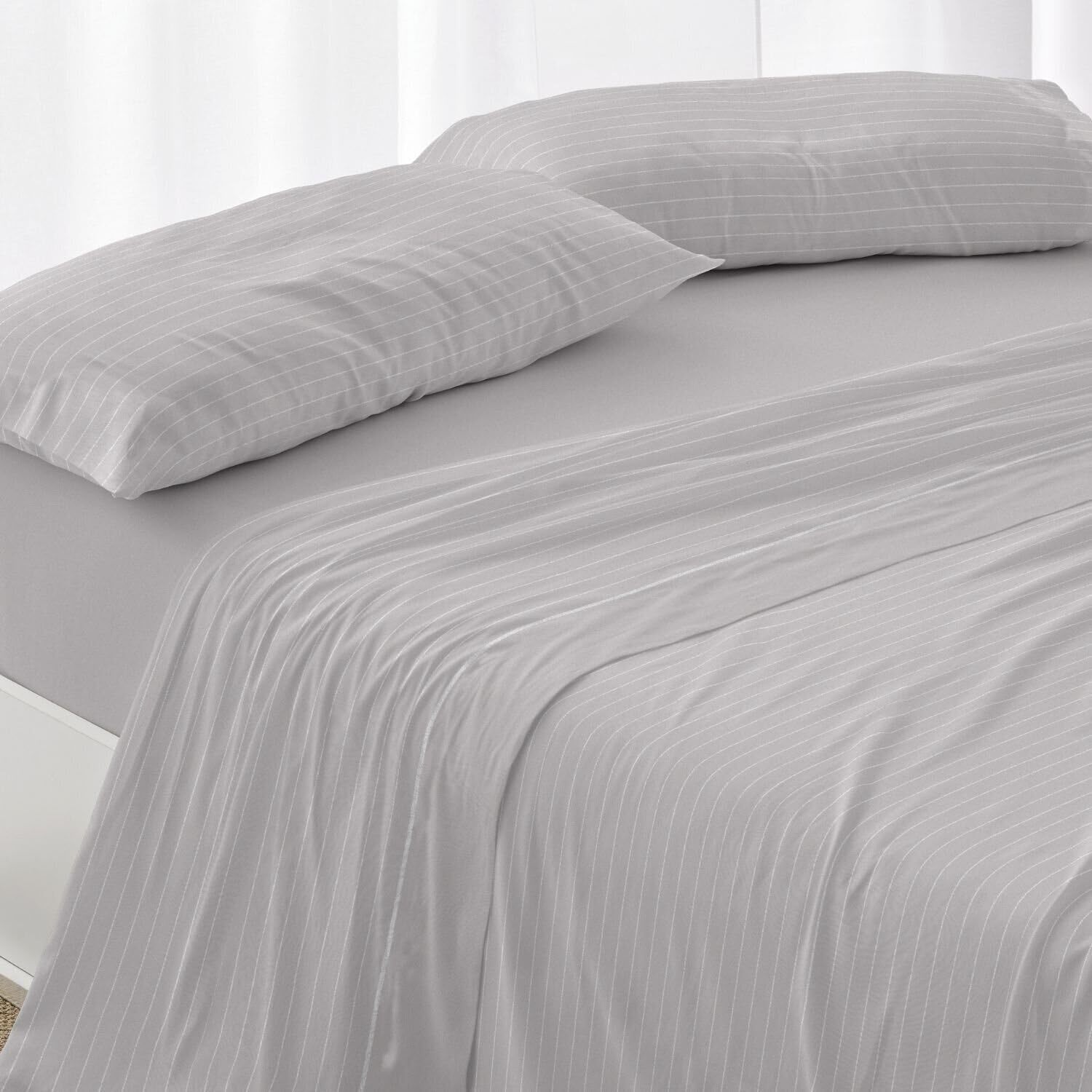 Burrito Blanco Completo Lenzuola velina, Grigio, Ancho de 135 cm (i8S)