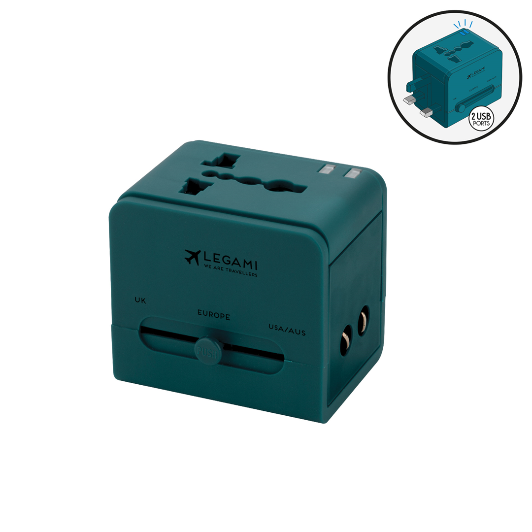 Universal Travel Adapter Worldwide Travel Adapter - Petrol Blue | Legami Srl