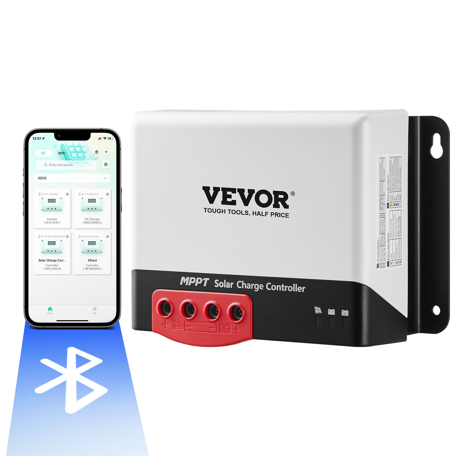 VEVOR Regolatore di Carica Solare MPPT Controllo Pannello Solare 50A 12V / 24V