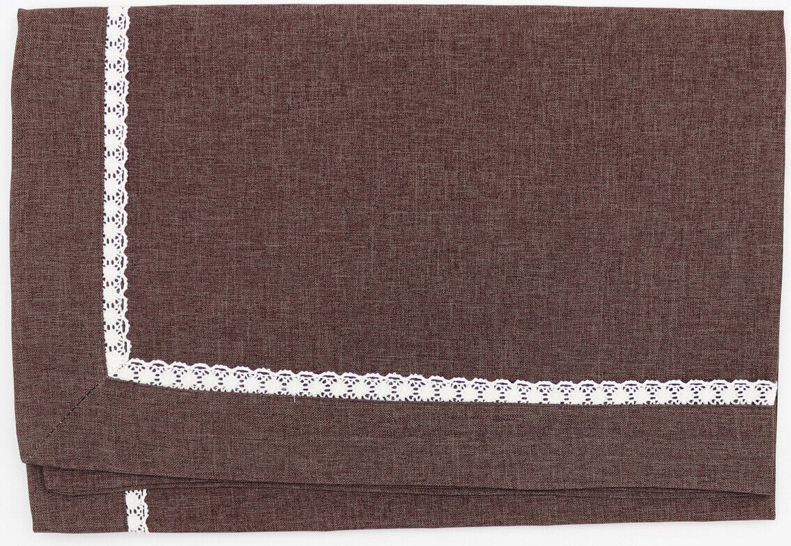 BRaya Centrotavola quadrato 90x90 cm rifinito con merletto Marrone - RXH0061-C