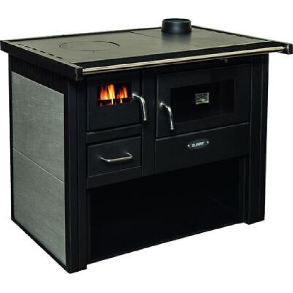 Cucina a Legna con forno Patty porta in vetro col tortora 40-100m2 fumi 120diam