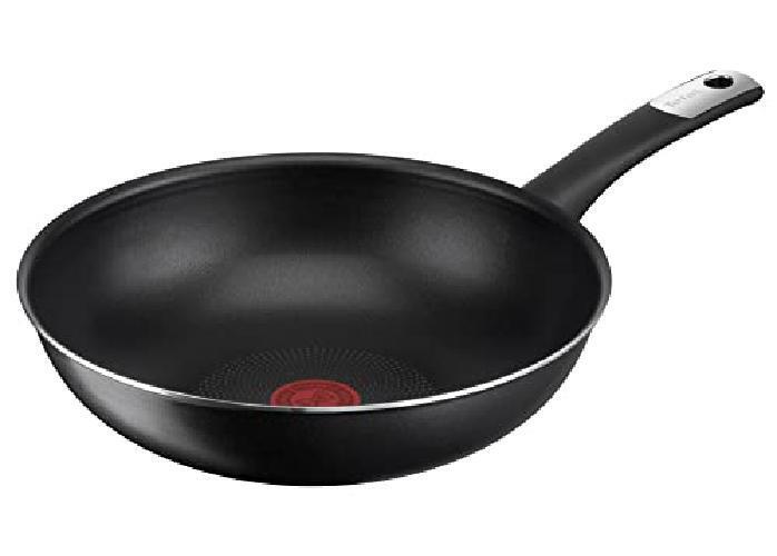 Tefal C38819 Hard Titanium Essential - Wok da 28 cm, rivestimento antiaderente c