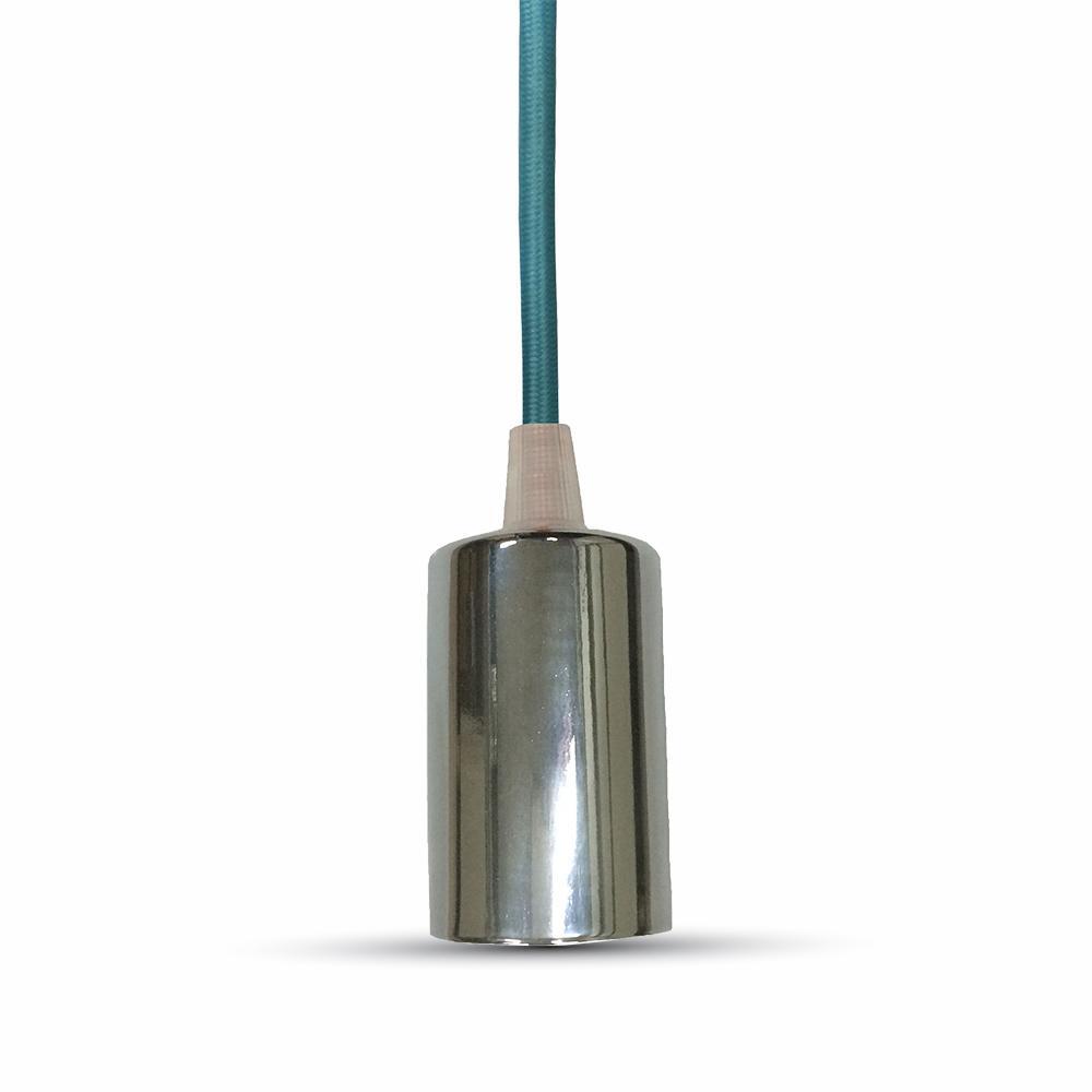 LAMPADARIO CON PORTALAMPADA CROMO DOME BLU CHIARO CAVO