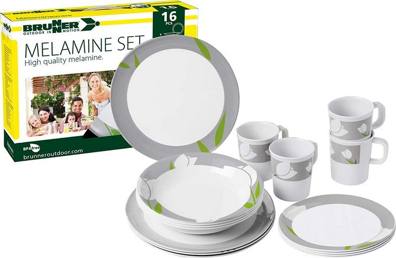 SET MELAMINA BRUNNER MODELLO TULIP VERDE DA 16 PEZZI