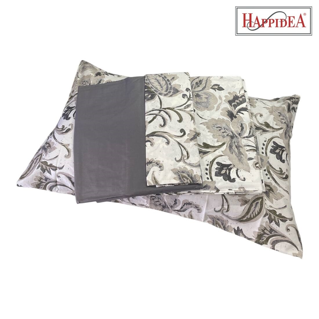 Completo Lenzuola Happidea Lenzuola Matrimoniale Roffel Grigio Made In Italia
