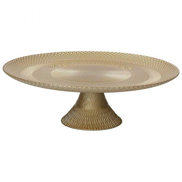 Tognana Lust Alzata da 28 cm h 9 cm in vetro color oro ideale per servire dolci