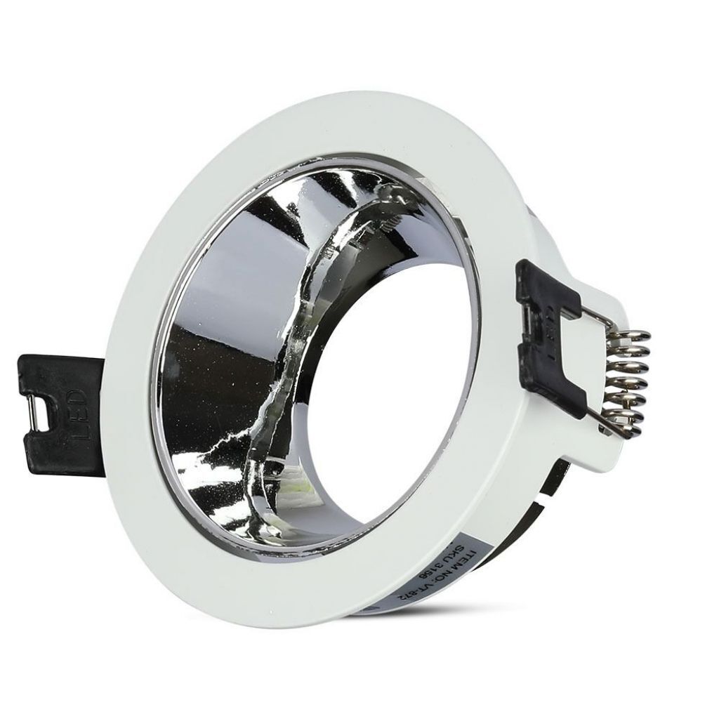 1 pz GU10 Fitting White+Chorme Round VT-872