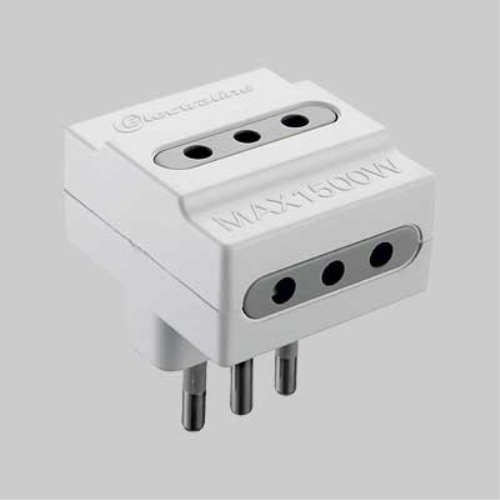 Adattatore triplo 10a 2p+t - presa 10a 2p+t - colore nero ELECTRALINE
