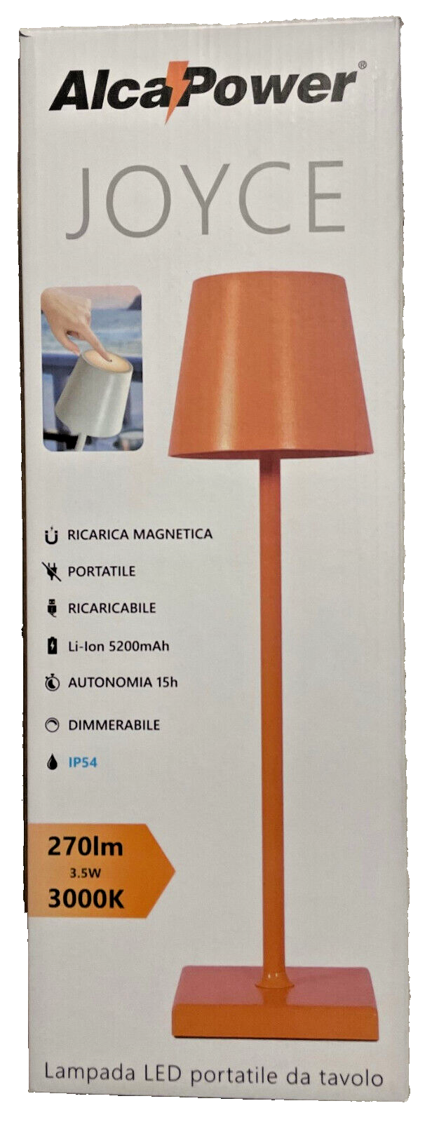 Lampada ricaricabile LED JOYCEtavolo 500066 batt. Touch Dimmerabil ARANCIO 3000K
