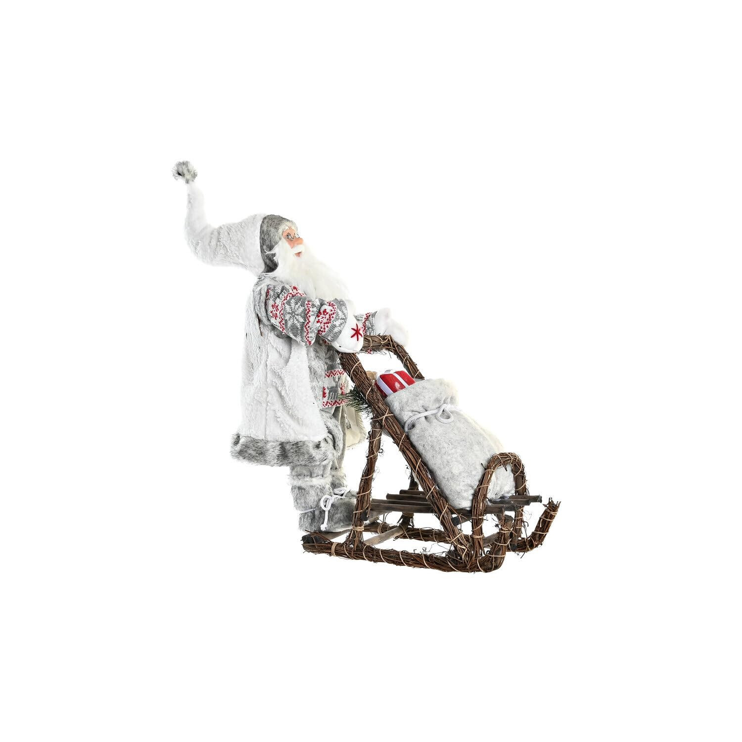 FIGURA POLIESTER MADERA 42X22X48 TRINEO GRIS (h3d)