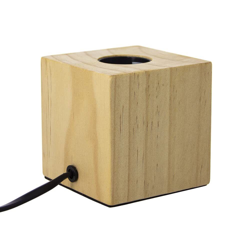 Cube table lamp in wood, E27 base compatible, IP20, 60W max power (p6c)