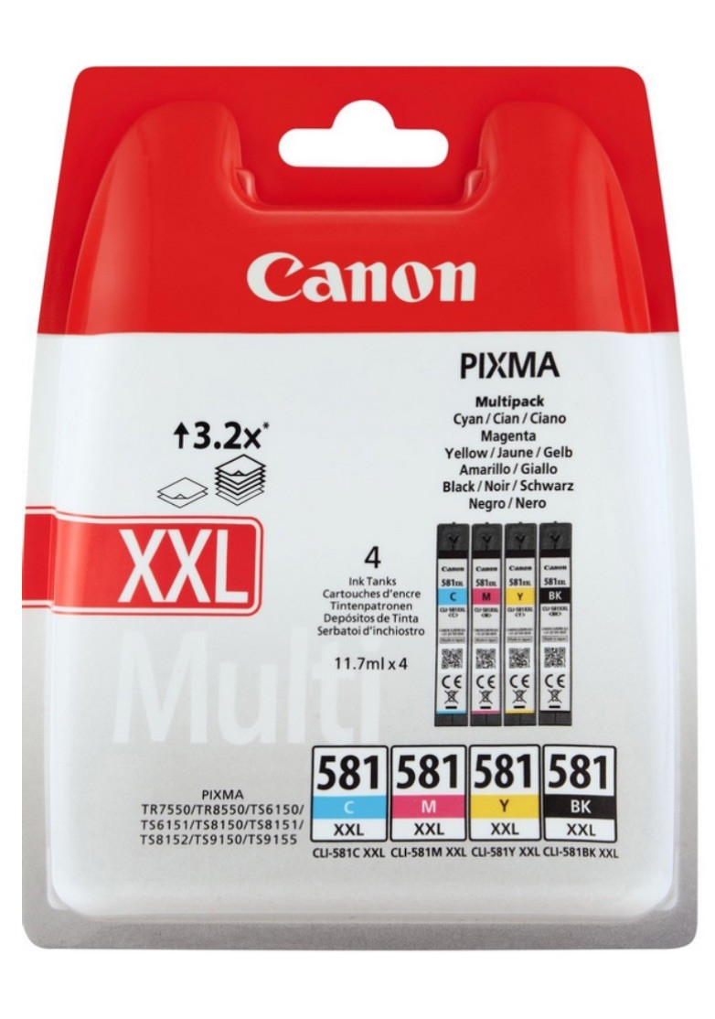 Multipack Canon CLI-581 XXL  Ciano Magenta Giallo Nero - 1998C005