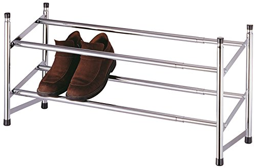 Avanti Trendstore - Tani - Scarpiera Allungabile In Metallo Cromato, Dimensioni: Lap 62,5-119X35,5X22 Cm