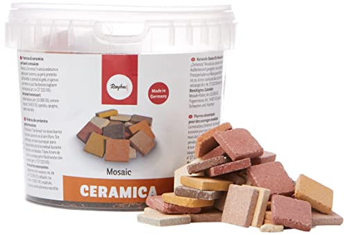 Rayher 1453331 Mosaico Per Ceramica, 2 X 2 Cm, Unlasiert, Secchio Circa 340 Pcs/1 Kg, Colore Naturale