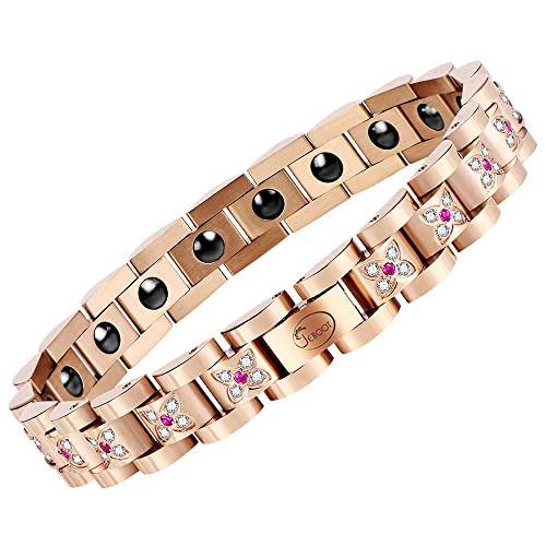 Jeroot Pulseras Magneticas, Mujer Pulseras Magneticas Terapia Acero Inoxidable Hematita Pulseras Magneticas Para Aliviar El Dolor Pulsera Magnetica Cu