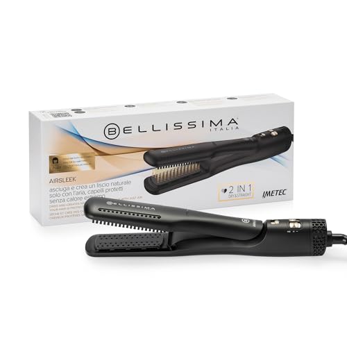 Bellissima Imetec Airsleek - Piastra Asciugacapelli 2 In 1 Ad Aria, Asciuga E Stira Capelli Bagnati. Capelli Lisci E Protetti Senza Calore Estremo. Te