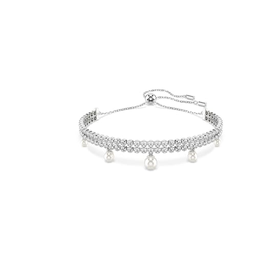 Swarovski Braccialetto Ariana Grande X, Crystal Pearl, Taglio Round, Bianco, Placcato Rodio