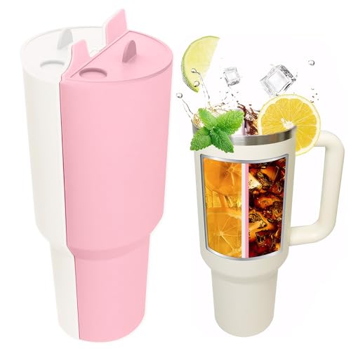 Toeecy Stanley Cup Accessori Fodera Silicone Separatore 2 In 1 Divisore Riutilizzabile Bevande 40 Oz Cannuccia Inseribile Per Feste Tempo Libero (Bian
