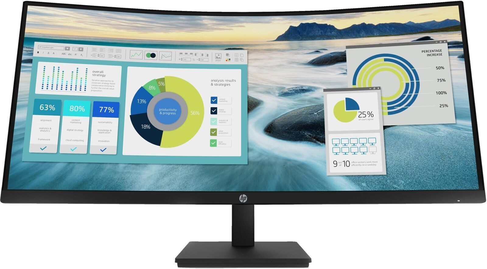 HP Monitor Flat 34" P34hc G4 WQHD Usb-C Curved Monitor 21y56at Monitor Pc