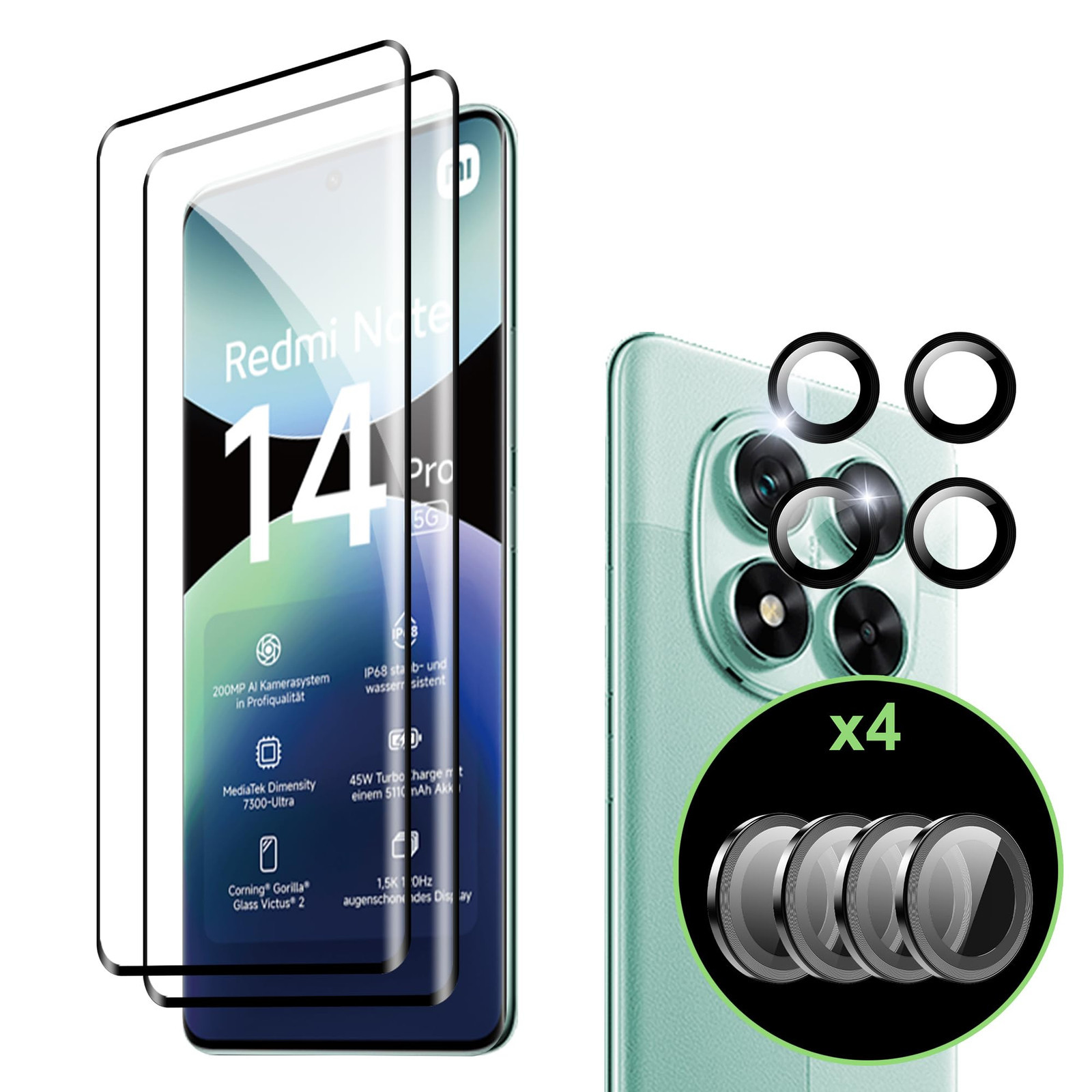 Fitudoos per Xiaomi Redmi Note 14 Pro 5G/Poco X7 5G [2 Pezzi] Vetro (Y1m)