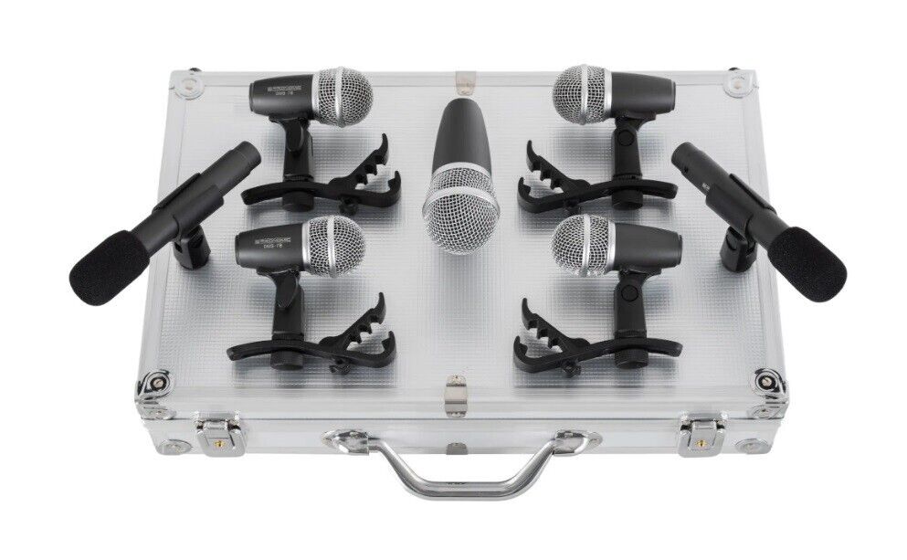 7 Microfoni per batteria acustica pro kit set completo di supporti e custodia