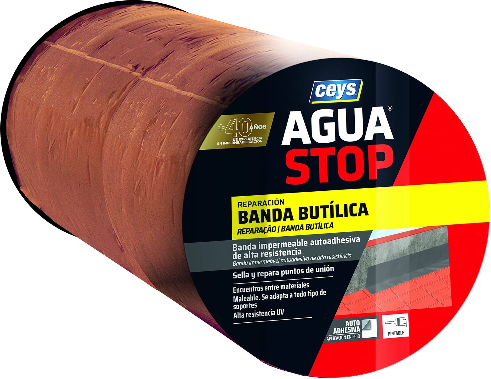 AGUA STOP BANDA BUTILICA IMPERMEABLE CEYS (30 CM X 10 M, TEJA) (T5Q)
