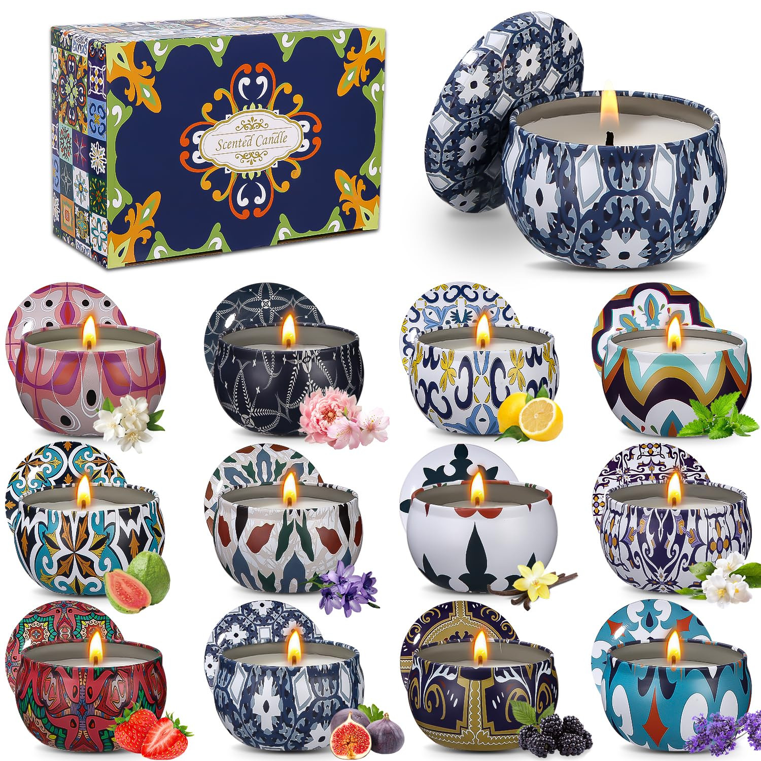 Candele Profumate Natalizie, 12 pezzi Candele Profumate Regalo Set, (y9j)
