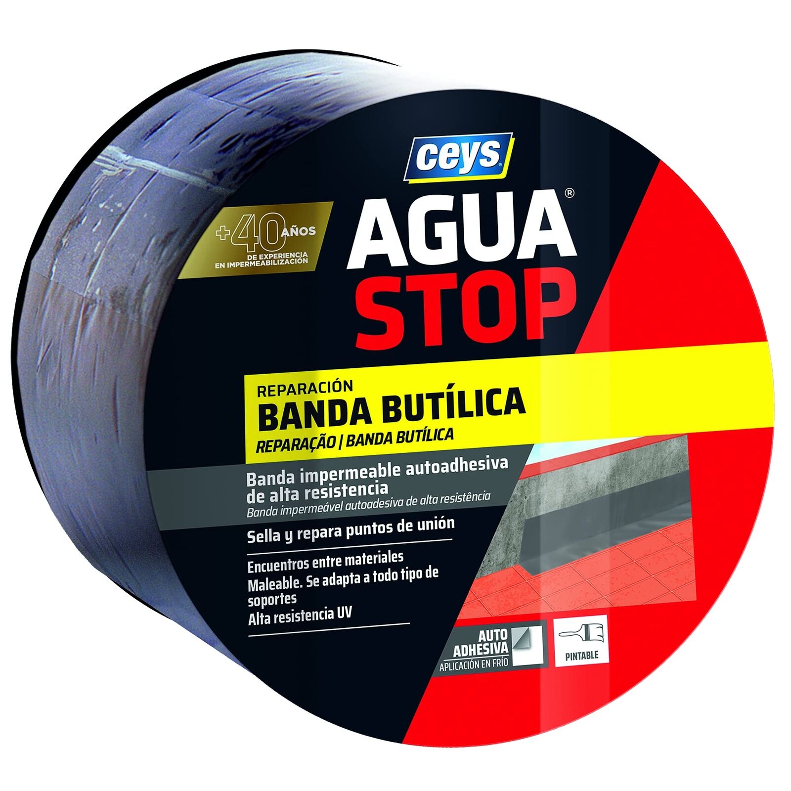 AGUA STOP BANDA BUTILICA IMPERMEABLE CEYS (10 CM X 3 M, GRIS) (I9H)