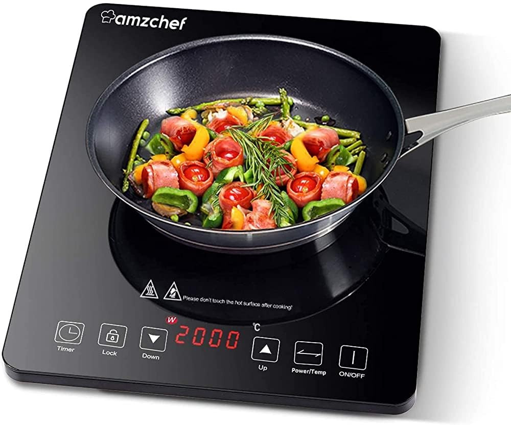 Piastra a Induzione Singolo AMZCHEF, piastra a induzione da 2000 W con (C4y)