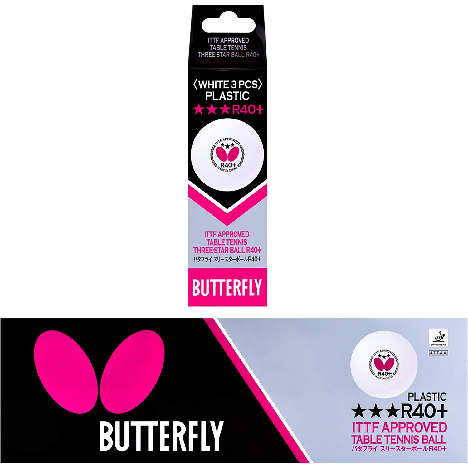 Butterfly 3 stelle R40+ | Palline da tennis da tavolo professionali (C8C)