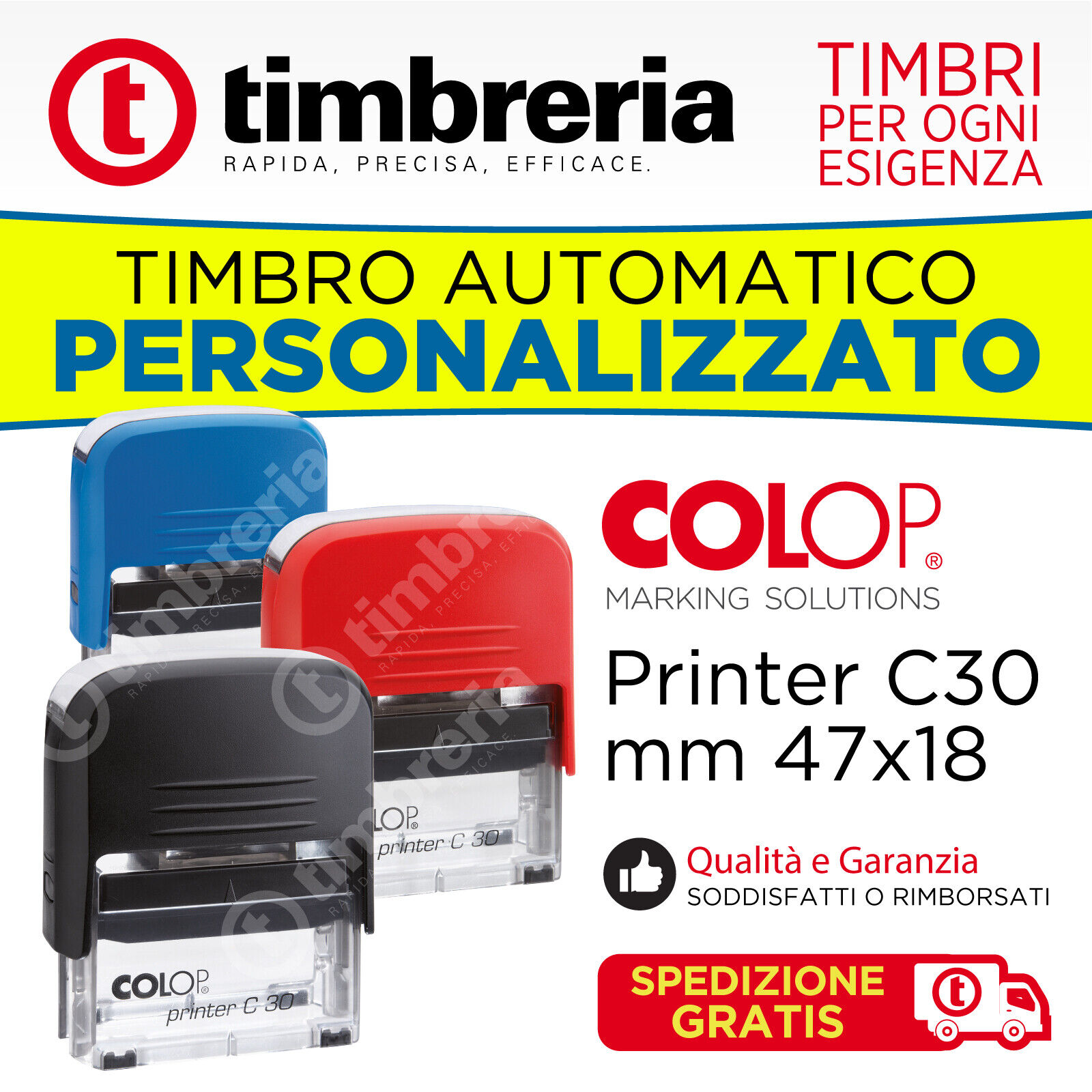 TIMBRO PERSONALIZZATO AUTOINCHIOSTRANTE AUTOMATICO COLOP P30 47x18