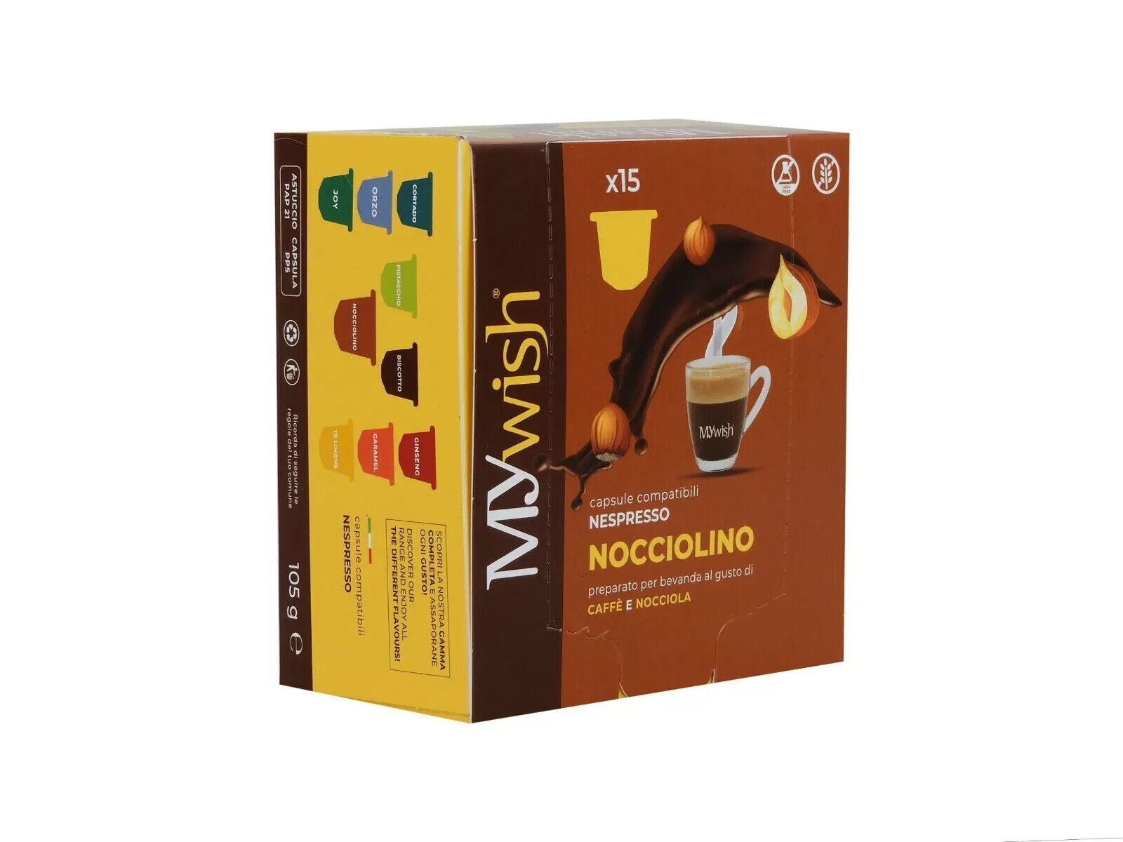 60 CAPSULE DI CAFFÈ AL NOCCIOLINO  MY WISH COMPATIBILE CON NESPRESSO