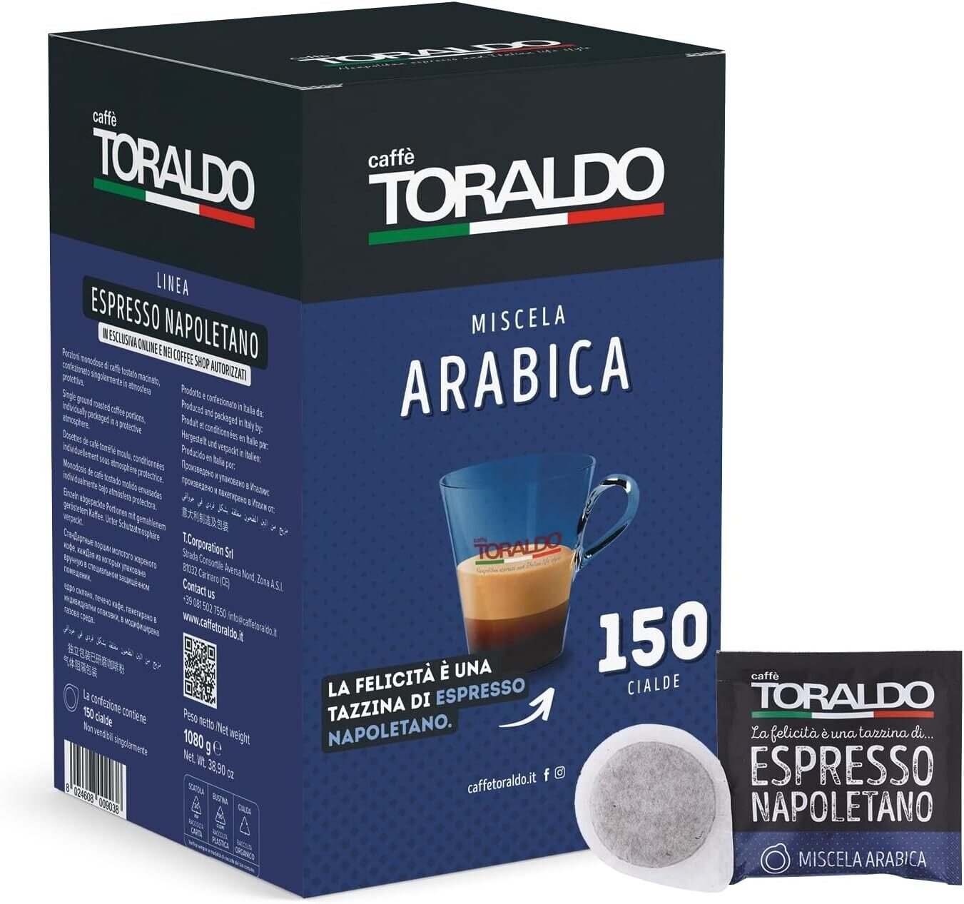 PROMO SCORTA 900 CIALDE filtrocarta ese 44 mm CAFFE TORALDO MISCELA ARABICA