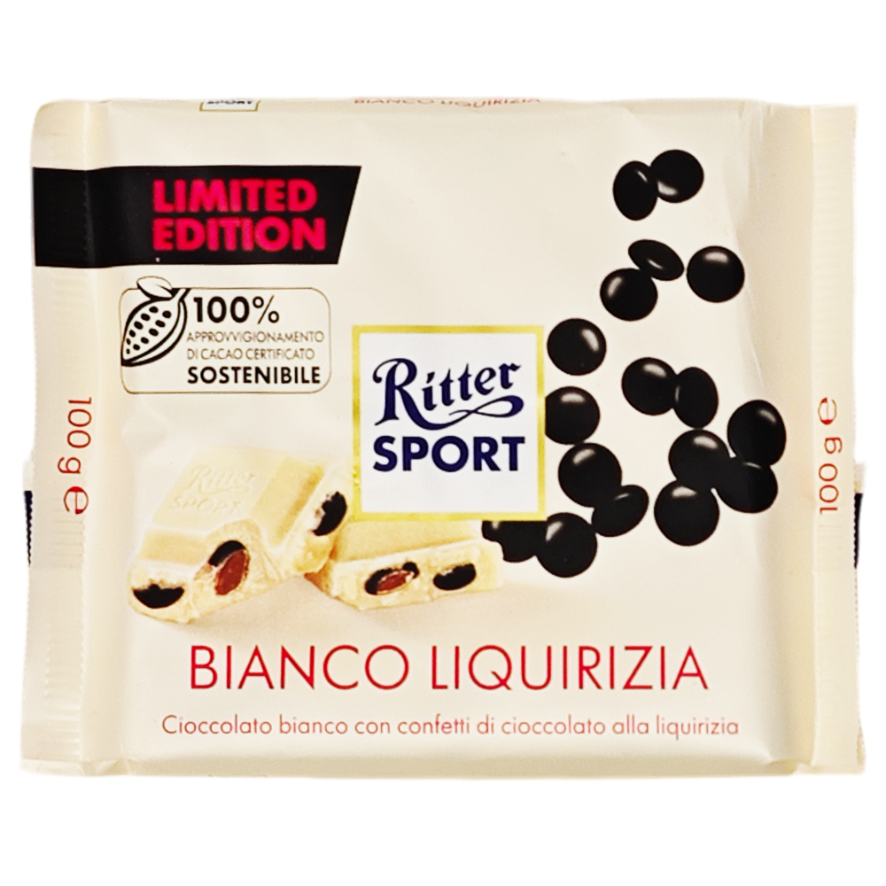 Ritter Sport Tavoletta Cioccolato Bianco Confetti Aromatizzati Liquirizia 100g