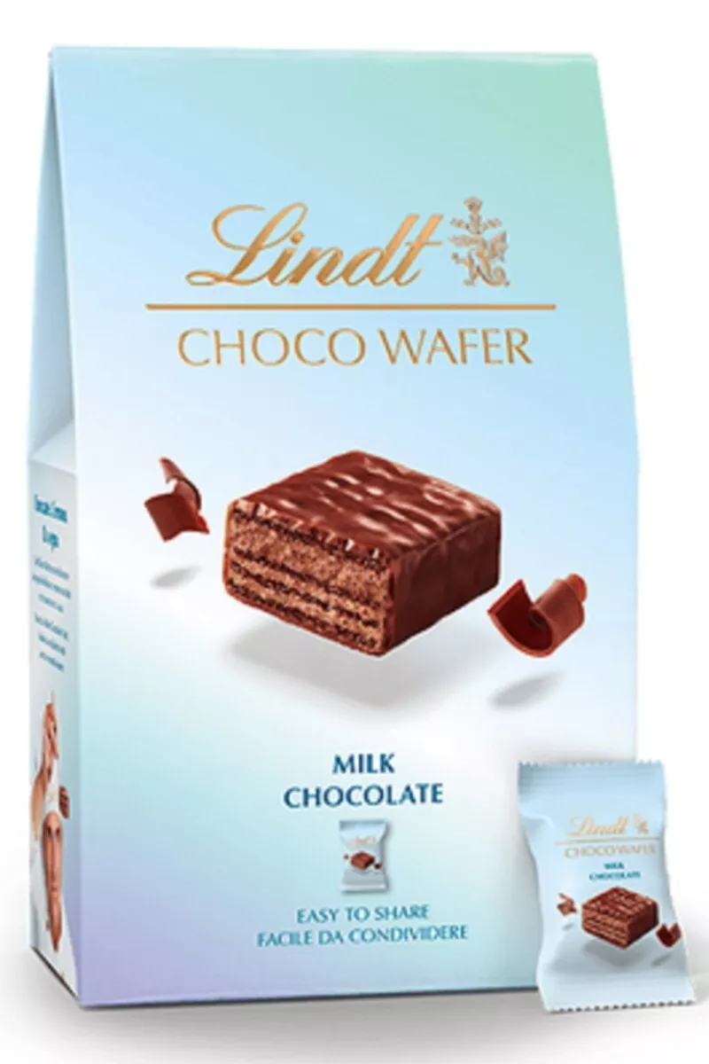 LINDT CHOCO WAFER Ripieno Cioccolato FONDENTE  135 gr Lindor Confezione monodose