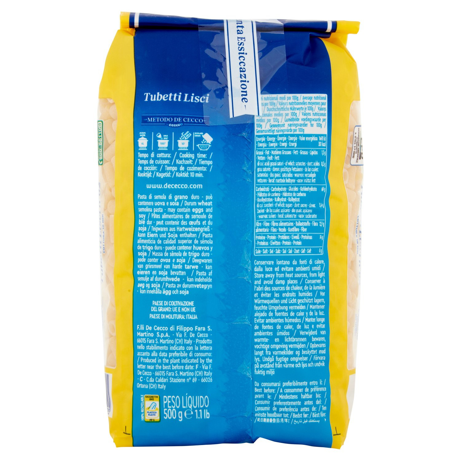 De Cecco Tubetti Lisci n°62 500 g