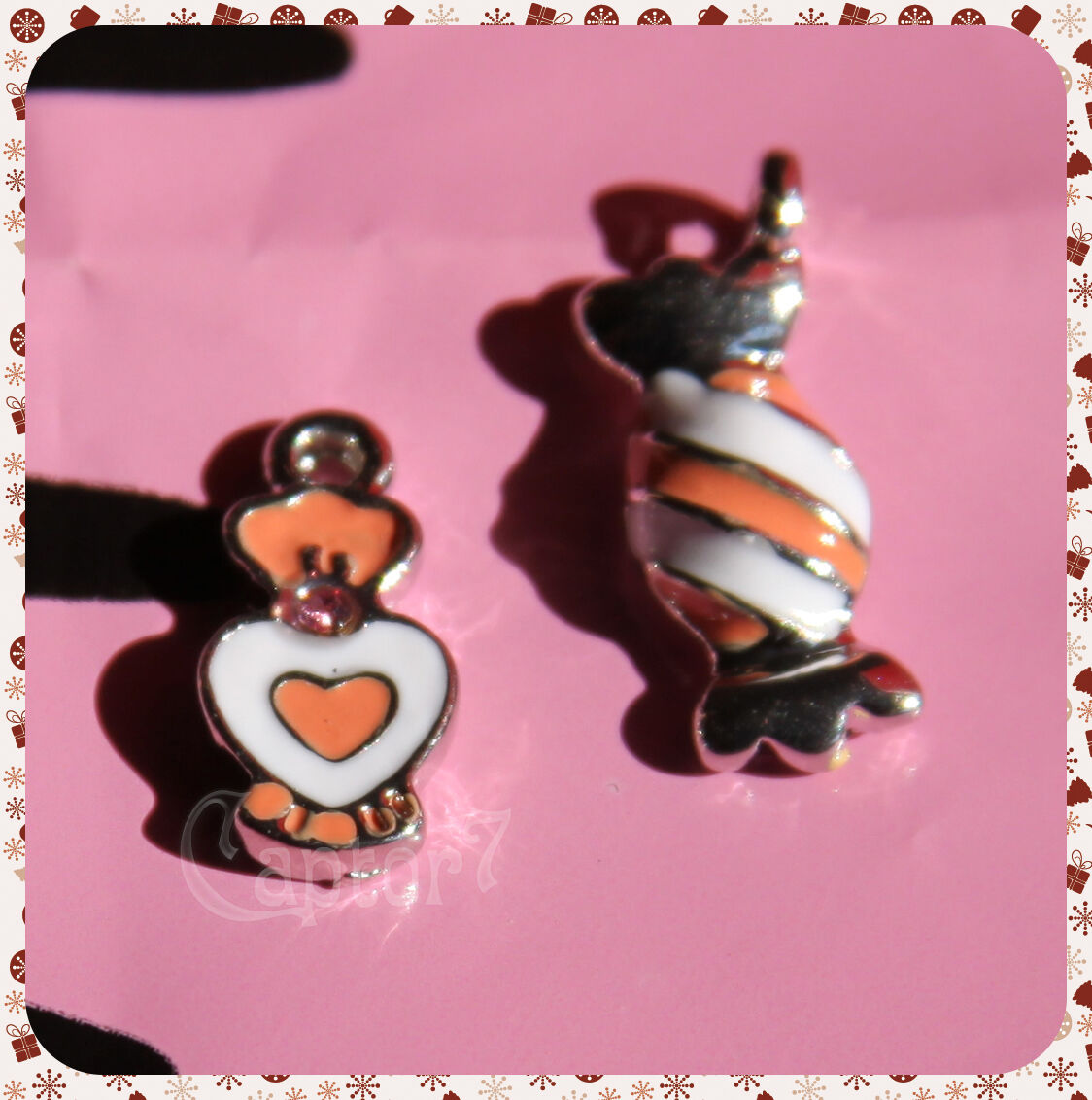 CHARMS CIONDOLO SMALTATO CARAMELLA E POZIONE pendente BIGIOTTERIA PROFUMO 2 CM