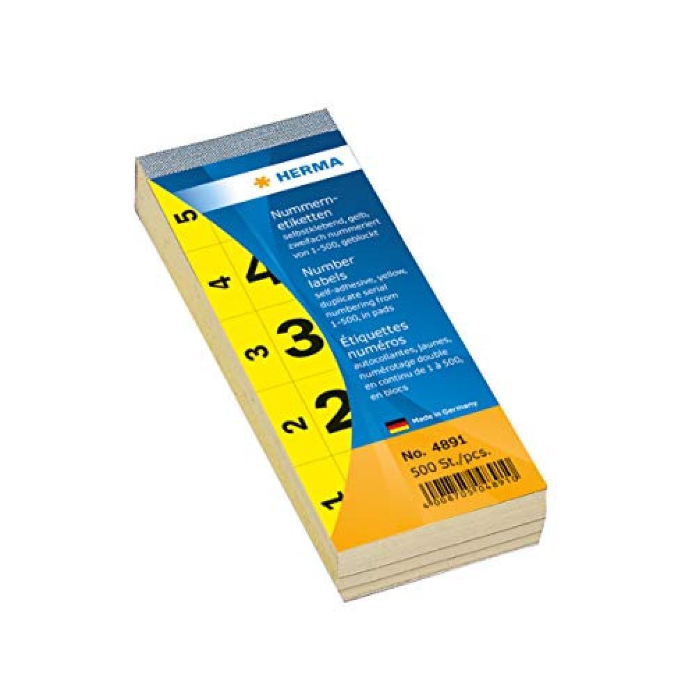 Herma Nummernblock selbstklebend 28x56 gelb - NUOVO